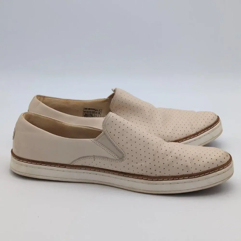 UGG Shoes Womens Size 11 Beige Keile Perforated Slip-On Leather Casual Flats
